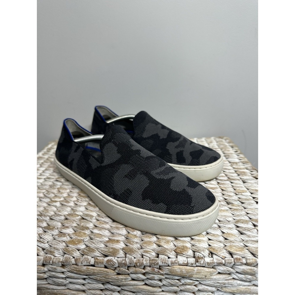 Rothy's The Original Slip On Sneaker Black Gray Camo Knit Women's 9.5 Shoes